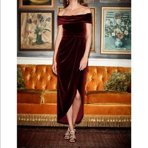 Anthropologie BHLDN Edison Velvet Dress in Burgund
